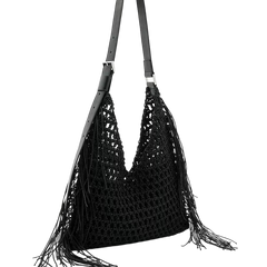 Hollowed-out hand-woven beach bag