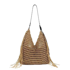 Hollowed-out hand-woven beach bag