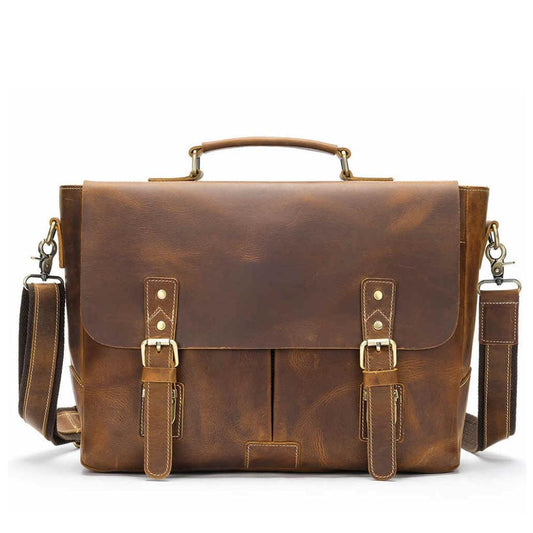 Men's genuine leather hand-held and crossbody business bag