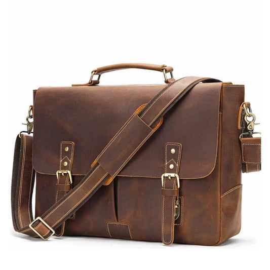 Men's genuine leather hand-held and crossbody business bag