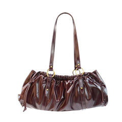 Ruffled Retro Patent Leather Shoulder Bag