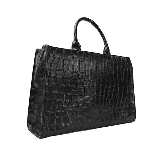 Large-capacity women's handbag with crocodile pattern