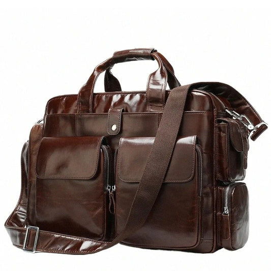 Retro-Business-Laptop-Handtasche aus echtem Leder 