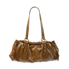 Ruffled Retro Patent Leather Shoulder Bag