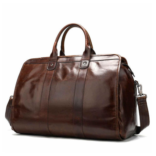 Oil - waxed leather fitness Duffle bag