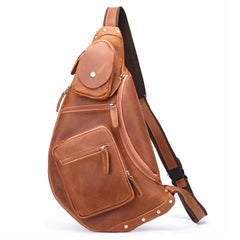 Crazy horse leather cross - body chest bag