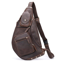 Crazy horse leather cross - body chest bag