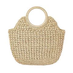 Round ring handbag made of straw weaving