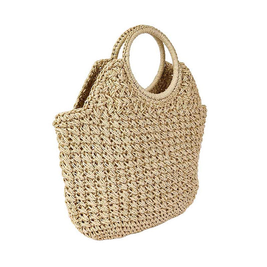 Round ring handbag made of straw weaving