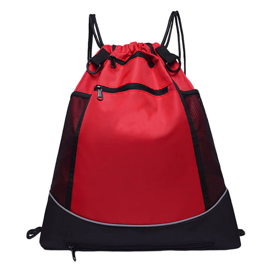 Drawstring Basketball Bag Multi Pockets Side Mesh Bag Portab