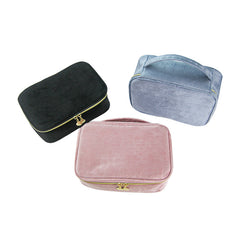 Flannel Cosmetic Bag with Brush Cover Large Capacity Portable
