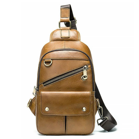 Cowhide Men's Outdoor Cross - body Chest Bag