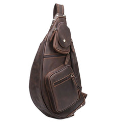 Crazy horse leather cross - body chest bag