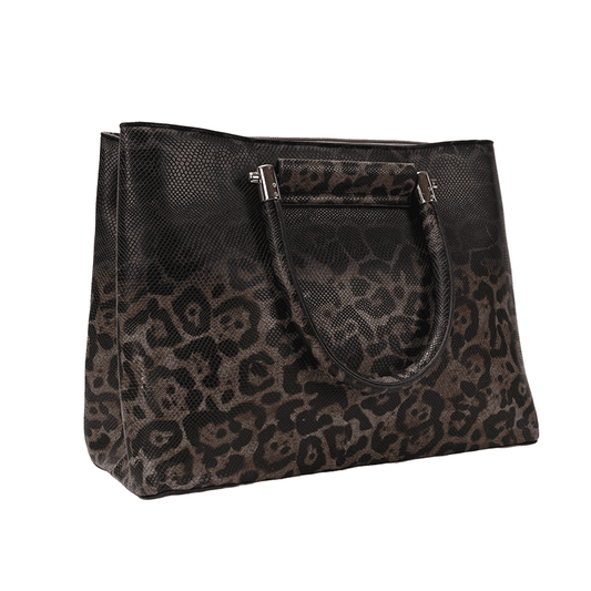 Leopard-print leather handbag