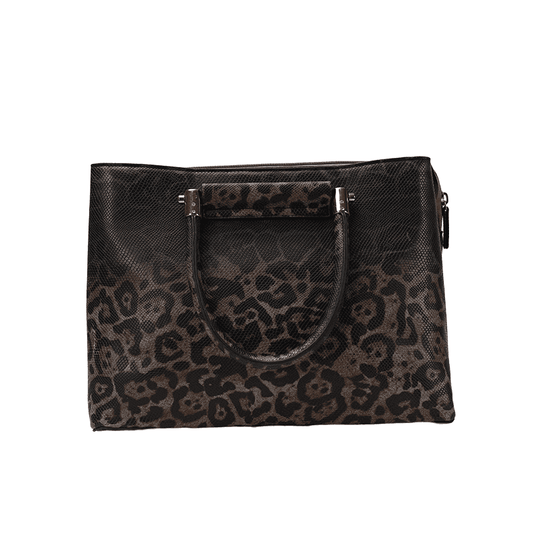 Leopard-print leather handbag