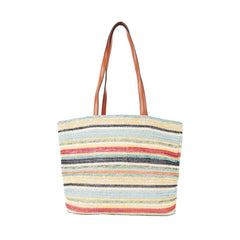 Striped knitted hand - held shopping bag