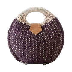 Shell and rattan - woven handbag