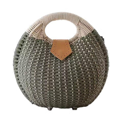 Shell and rattan - woven handbag