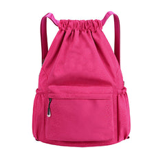 Drawstring bag with a strap for carrying items