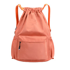 Drawstring bag with a strap for carrying items