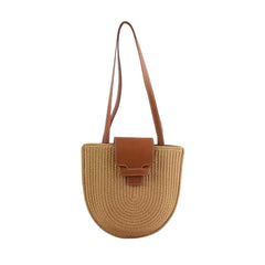 Vintage straw - woven beach bag