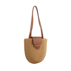 Vintage straw - woven beach bag