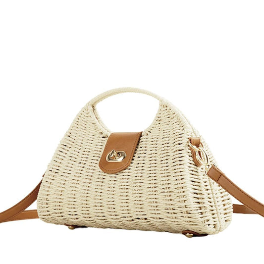 Hand - woven straw - braided bag