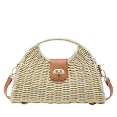 Hand - woven straw - braided bag