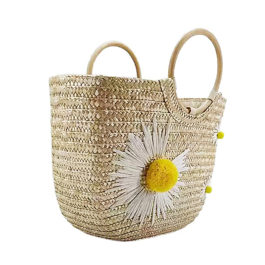 Summer Daisy Stroh - gewebte Handtasche