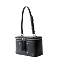 Leather crossbody bag with a flap on the top