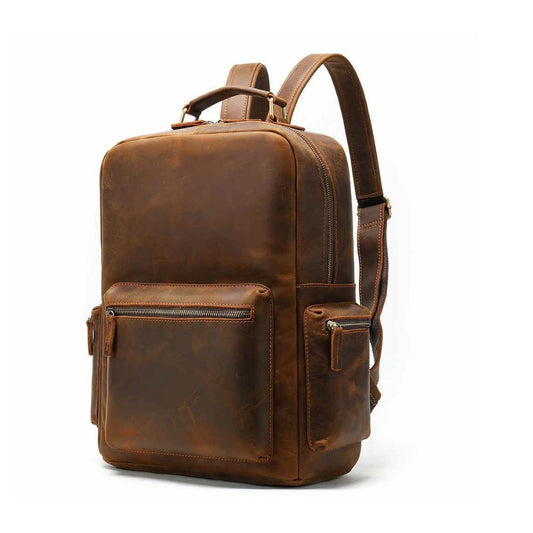 Genuine leather large-capacity backpack