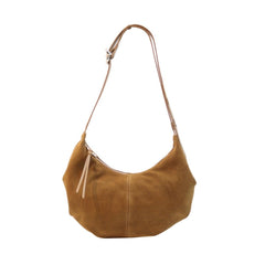 Suede half - moon shoulder bag