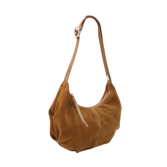 Suede half - moon shoulder bag