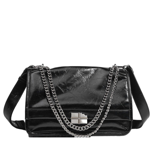 Oil wax leather chain bag