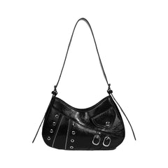 Punk leather crossbody bag with wax coating