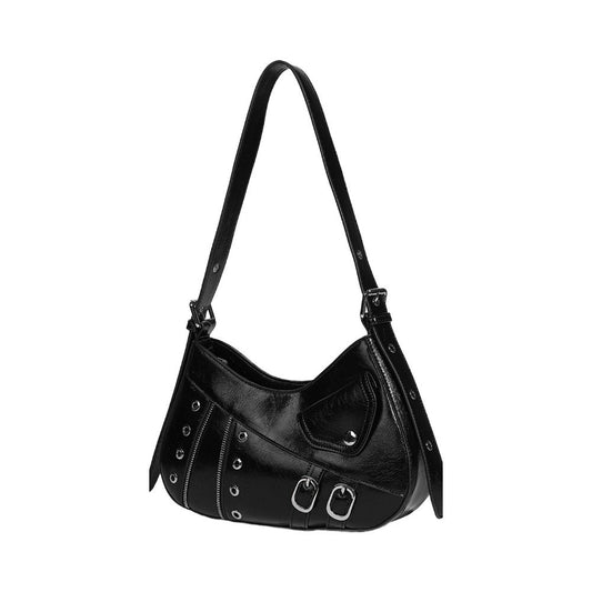 Punk leather crossbody bag with wax coating