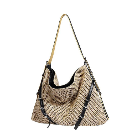 Single-shoulder straw basket bag