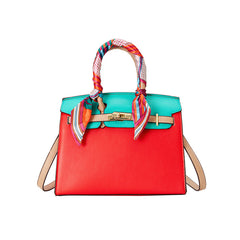 Platinum-colored silk scarf handbag