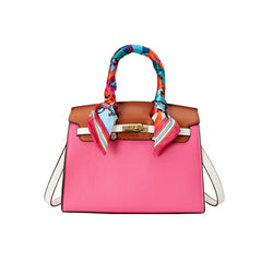 Platinum-colored silk scarf handbag