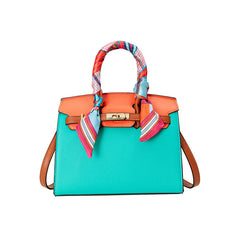 Platinum-colored silk scarf handbag