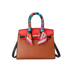 Platinum-colored silk scarf handbag