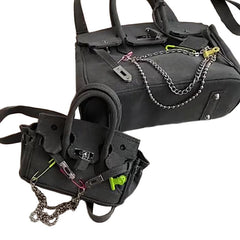Pearl Chain Denim Handbag