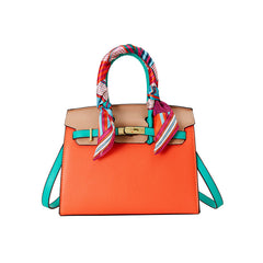 Platinum-colored silk scarf handbag