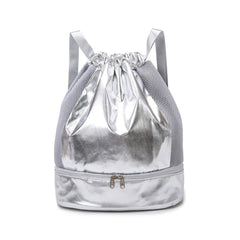 Silver outdoor backpack with dual shoulder straps